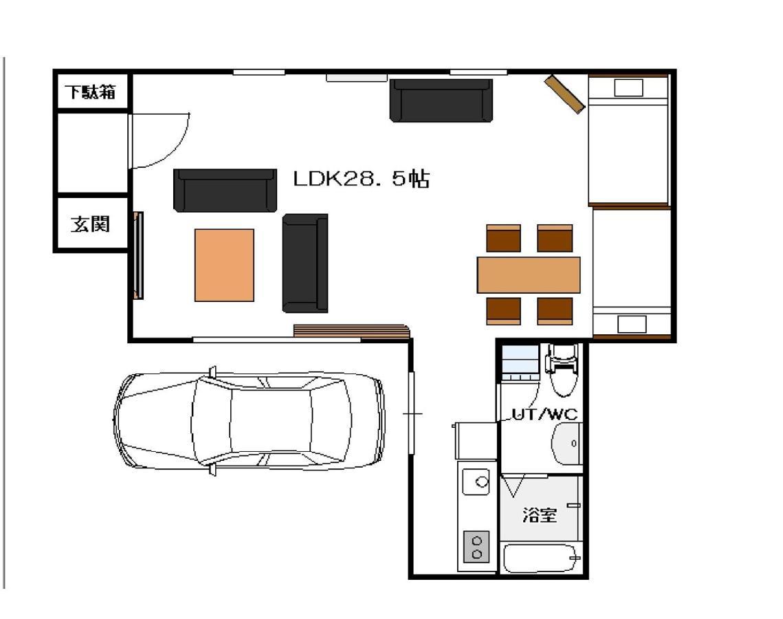 Apartment 1-1new Open 最大6名滞在可能な開放感のある空間 ペット滞在可能なアパートメント ガレージ完備 *